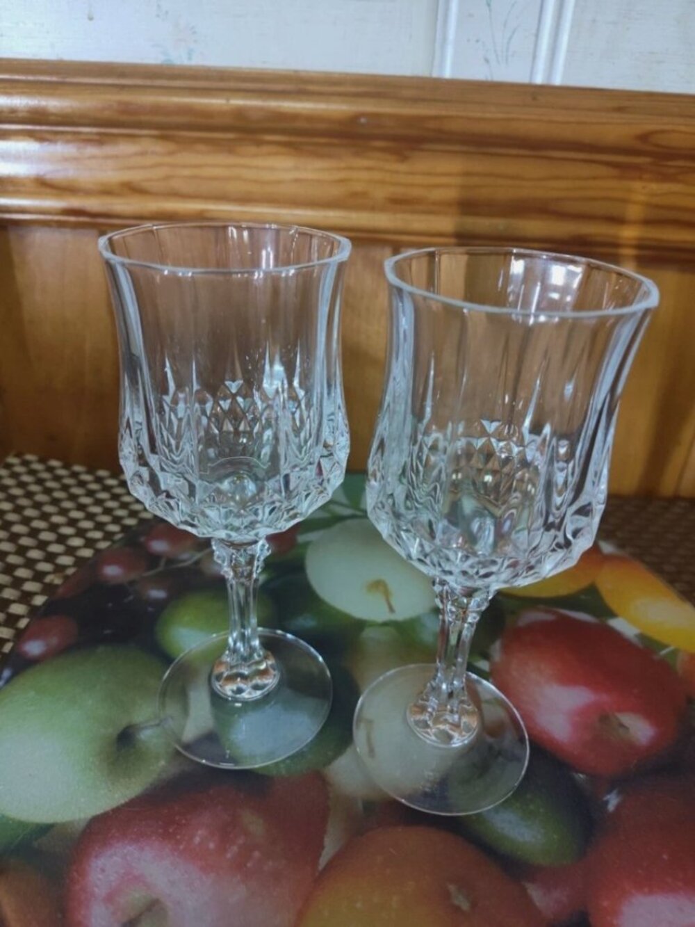 Cristal D'Arques Longchamp Lead Crystal Wine Glasses Vintage Set of 2